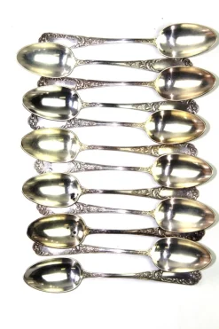 Online Pamono Antique Solid Silver Soup Spoons, 1900s, Set of 12