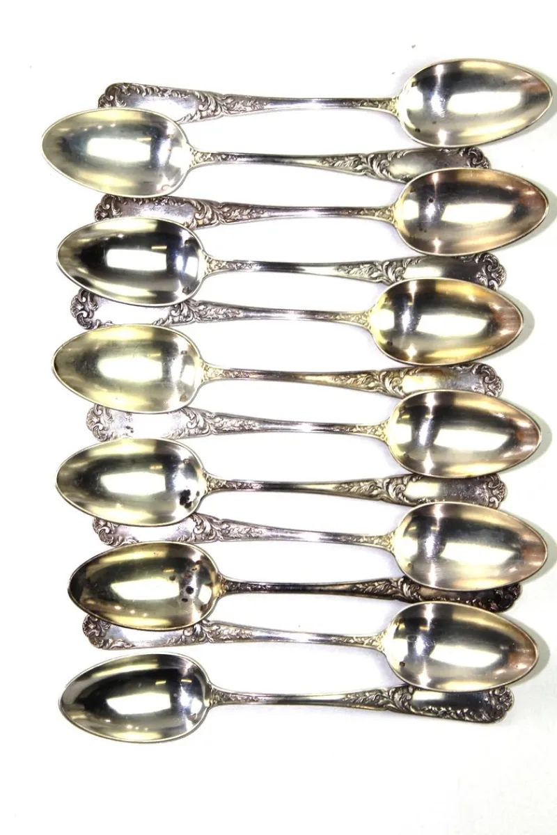 Online Pamono Antique Solid Silver Soup Spoons, 1900s, Set of 12