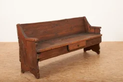 Pamono Antique Solid Wood Bench with Small Drawer><noscript><img width=
