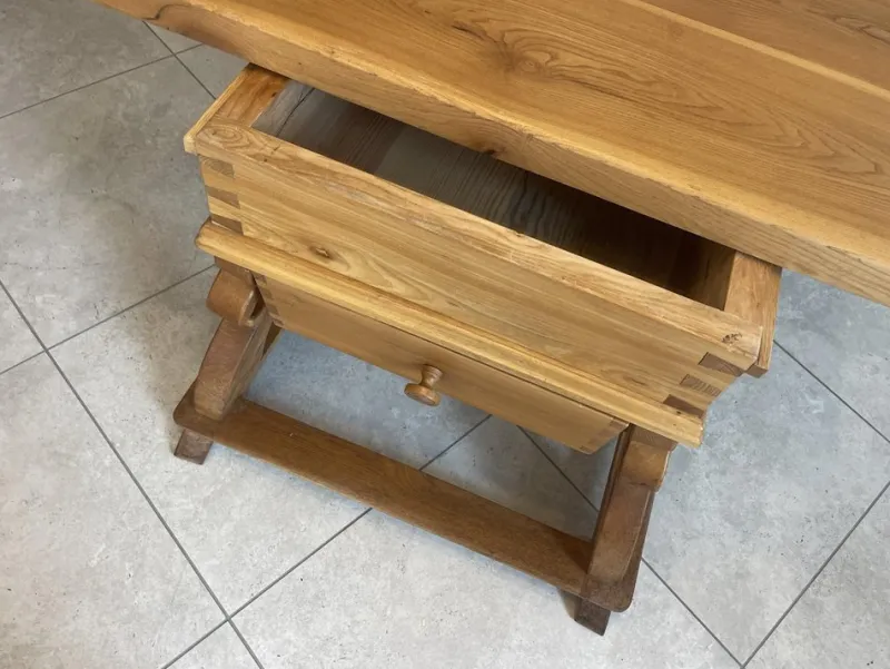 Pamono Antique Solid Wood Farmhouse Table> Worktables & Workbenches