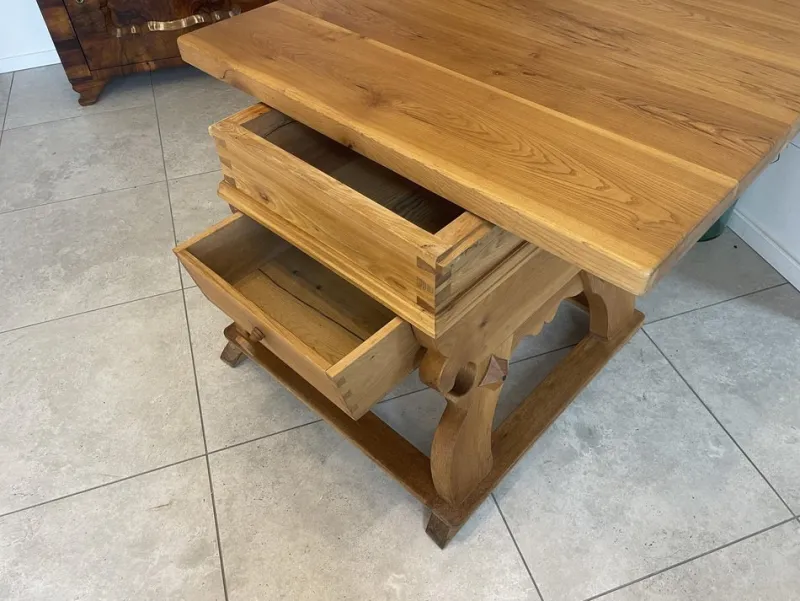 Pamono Antique Solid Wood Farmhouse Table> Worktables & Workbenches