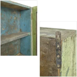 Pamono Antique Solid Wood Wall Display Case with Green Patina><noscript><img width=