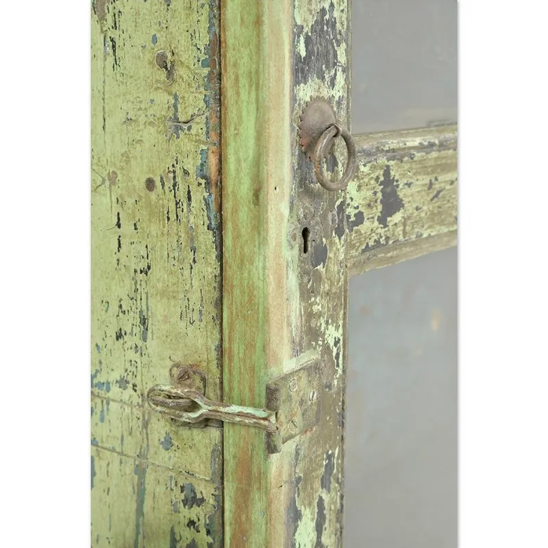 Pamono Antique Solid Wood Wall Display Case with Green Patina> Shelves & Wall Units