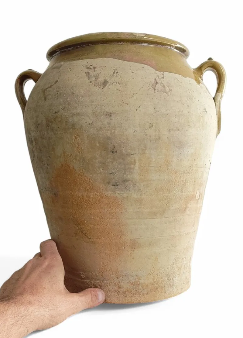 Hot Pamono Antique Spanish Terracotta Olive Oil Jar with Patina, 1890s