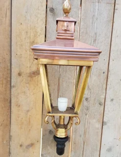 Pamono Antique Square Cast Iron and Copper Wall Lantern> Garden Lighting