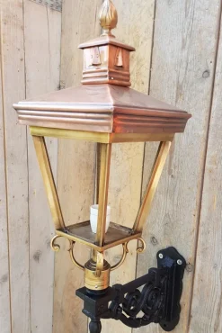 Sale Pamono Antique Square Cast Iron and Copper Wall Lantern