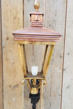Sale Pamono Antique Square Cast Iron and Copper Wall Lantern