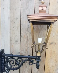 Pamono Antique Square Cast Iron and Copper Wall Lantern> Garden Lighting