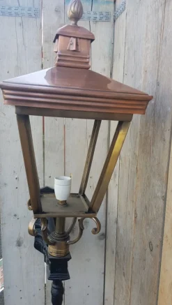 Pamono Antique Square Cast Iron and Copper Wall Lantern><noscript><img width=