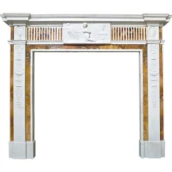 Hot Pamono Antique Statuary and Convent Sienna Marble Fireplace Mantel
