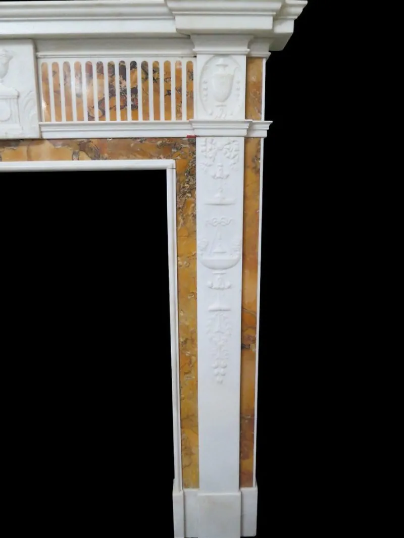 Hot Pamono Antique Statuary and Convent Sienna Marble Fireplace Mantel
