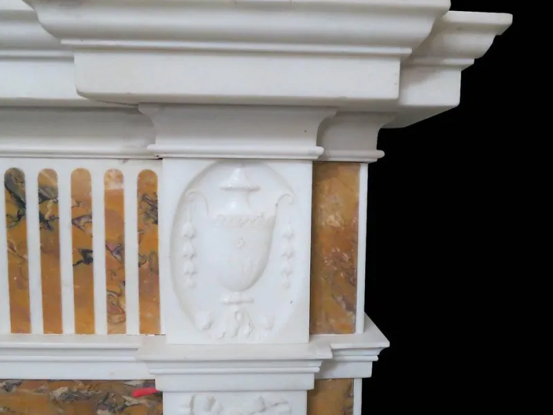 Hot Pamono Antique Statuary and Convent Sienna Marble Fireplace Mantel