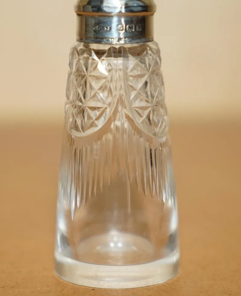 Online Pamono Antique Sterling Silver & Cut Glass Crystal Salt Shaker from John Grinsell & Sons, 1909