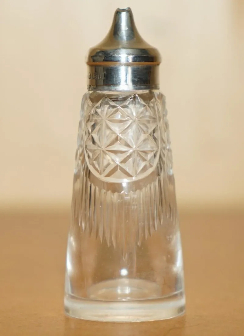Online Pamono Antique Sterling Silver & Cut Glass Crystal Salt Shaker from John Grinsell & Sons, 1909