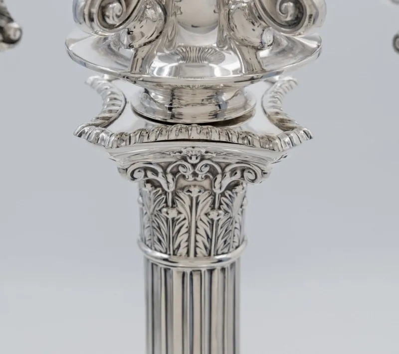 Sale Pamono Antique Sterling Silver Five-Light Corinthian Column Candelabra from Goldsmiths & Silversmiths, London, 1925