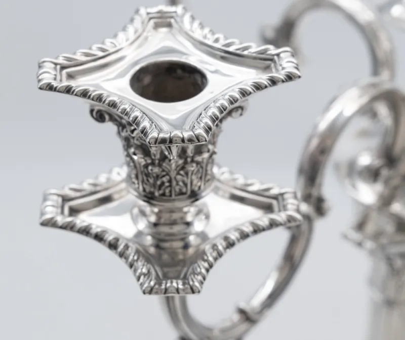 Sale Pamono Antique Sterling Silver Five-Light Corinthian Column Candelabra from Goldsmiths & Silversmiths, London, 1925