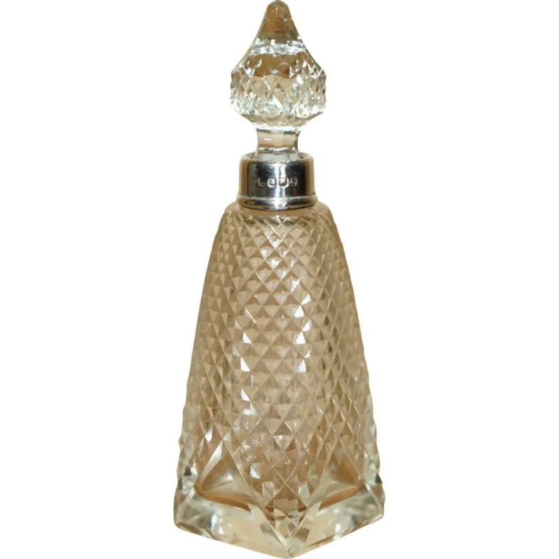 Pamono Antique Sterling Silver Perfume Bottle in Cut Glass Crystal, 1890> Bottles, Carafes & Jugs