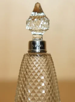 Pamono Antique Sterling Silver Perfume Bottle in Cut Glass Crystal, 1890><noscript><img width=
