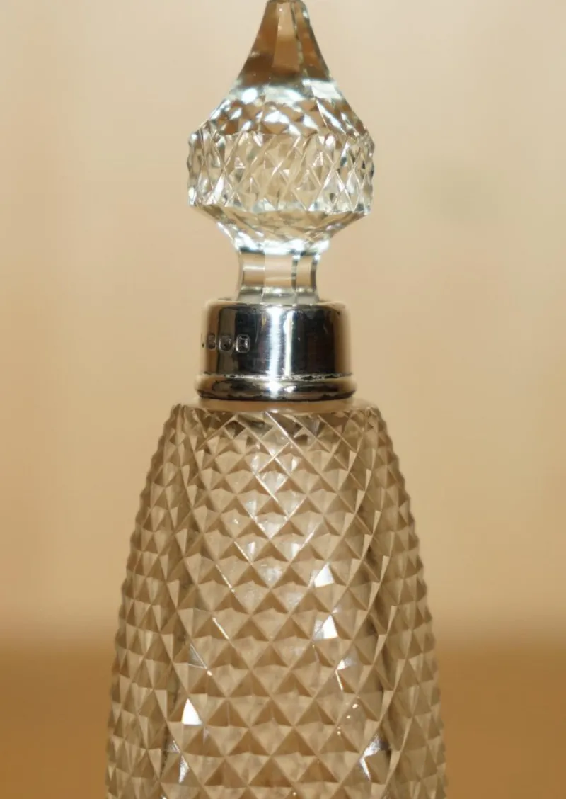 Pamono Antique Sterling Silver Perfume Bottle in Cut Glass Crystal, 1890> Bottles, Carafes & Jugs