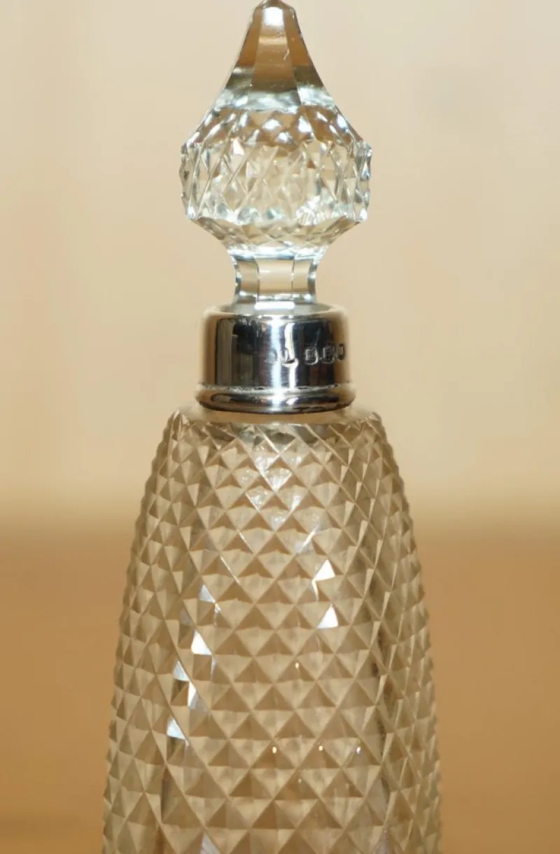 Pamono Antique Sterling Silver Perfume Bottle in Cut Glass Crystal, 1890> Bottles, Carafes & Jugs