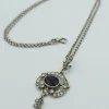 New Pamono Antique Sterling Silver Pendant with Crystals on Belcher Chain