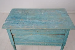 Sale Pamono Antique Swedish Blue Painted Hand-Carved Country Table