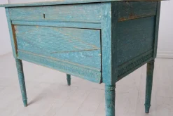 Sale Pamono Antique Swedish Blue Painted Hand-Carved Country Table