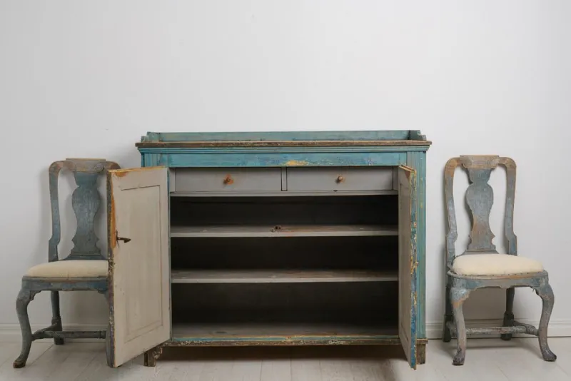 Pamono Antique Swedish Gustavian Blue Painted Country Sideboard> Sideboards & Buffets