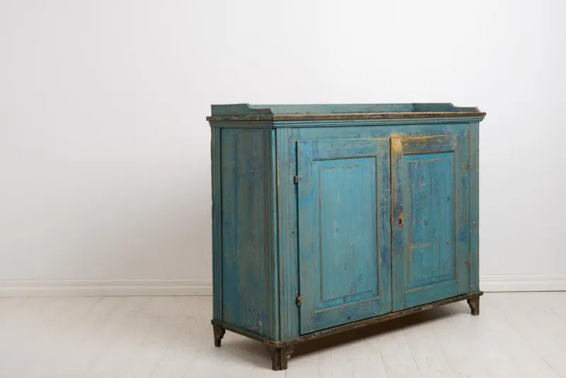 Pamono Antique Swedish Gustavian Blue Painted Country Sideboard> Sideboards & Buffets
