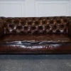 Best Pamono Antique Swedish Leather Chesterfield 3-Seater Sofa