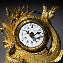 Pamono Antique Table Clock with Dolphin, 1830><noscript><img width=