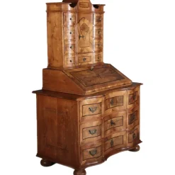 Pamono Antique 18th Century Baroque Tabernacle Secretary in Oak with Walnut Veneer, 1730s> Secretaires