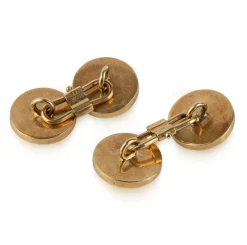 Pamono Antique 20th Century Edwardian Cased 18k Gold Showjumping Cufflinks, London, 1900, Set of 2><noscript><img width=