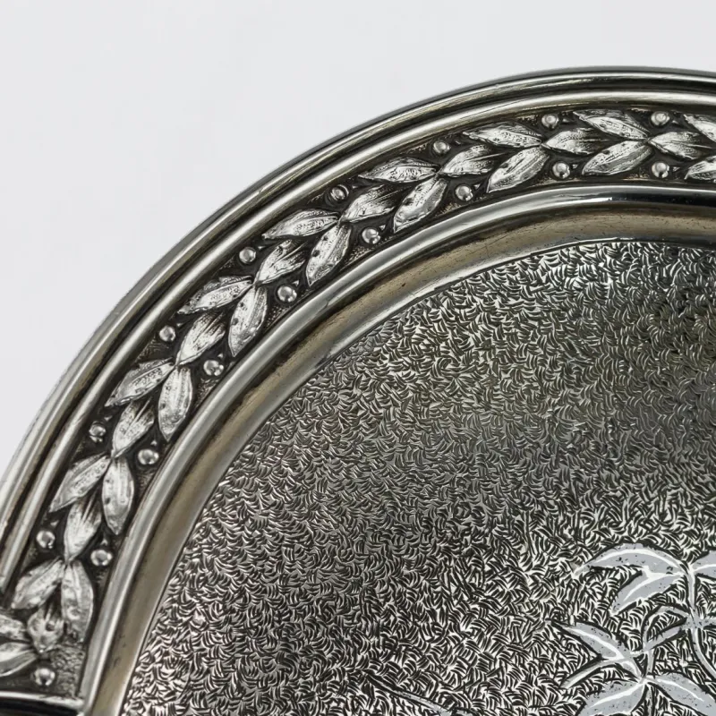 Discount Pamono Antique 19th Century French Solid Silver and Niello Serving Tray, 1870s