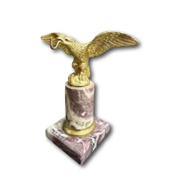 Pamono Antique 19th Century Gilt Bronze Pocket Watch Stand with Eagle Original Gilding Marble Base, 1890s> Watches