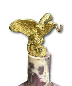 Pamono Antique 19th Century Gilt Bronze Pocket Watch Stand with Eagle Original Gilding Marble Base, 1890s><noscript><img width=