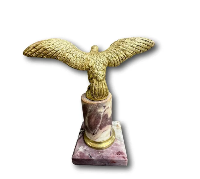 Pamono Antique 19th Century Gilt Bronze Pocket Watch Stand with Eagle Original Gilding Marble Base, 1890s> Watches