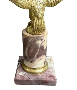 Pamono Antique 19th Century Gilt Bronze Pocket Watch Stand with Eagle Original Gilding Marble Base, 1890s><noscript><img width=