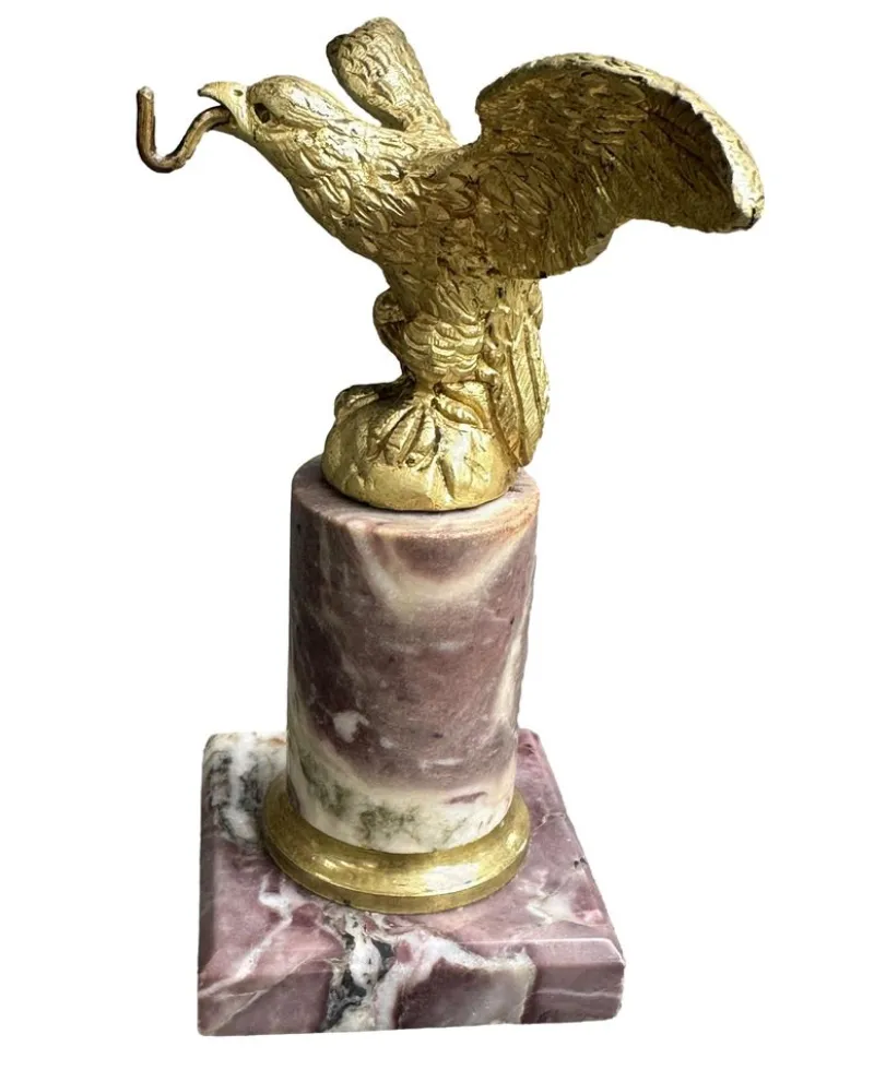 Pamono Antique 19th Century Gilt Bronze Pocket Watch Stand with Eagle Original Gilding Marble Base, 1890s> Watches