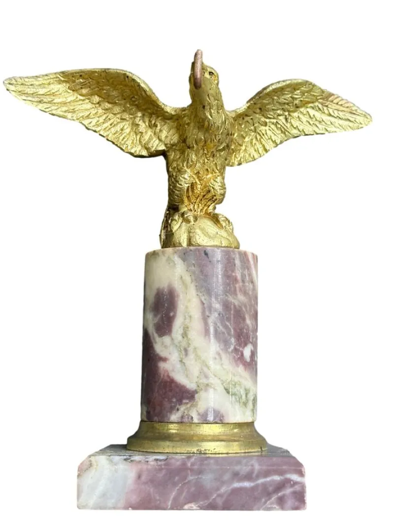 Pamono Antique 19th Century Gilt Bronze Pocket Watch Stand with Eagle Original Gilding Marble Base, 1890s> Watches