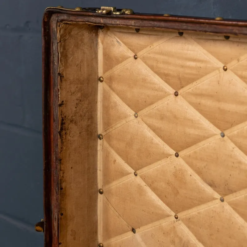 Pamono Antique 20th Century Malle Haute Trunk in Orange Vuittonite Canvas from Louis Vuitton, France, 1900s> Trunks Crates & Baskets