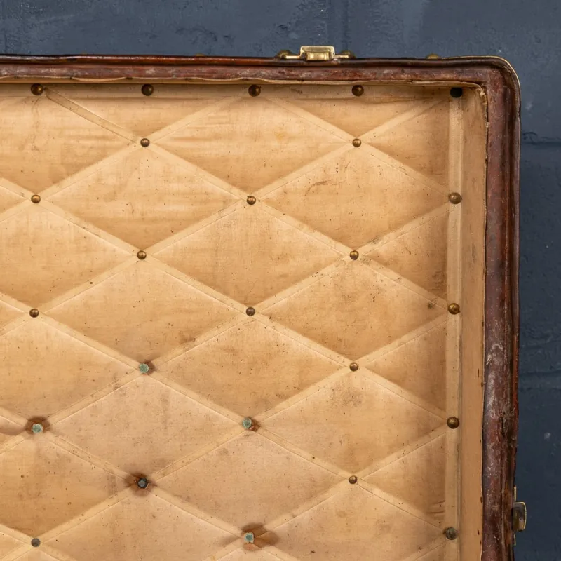 Pamono Antique 20th Century Malle Haute Trunk in Orange Vuittonite Canvas from Louis Vuitton, France, 1900s> Trunks Crates & Baskets