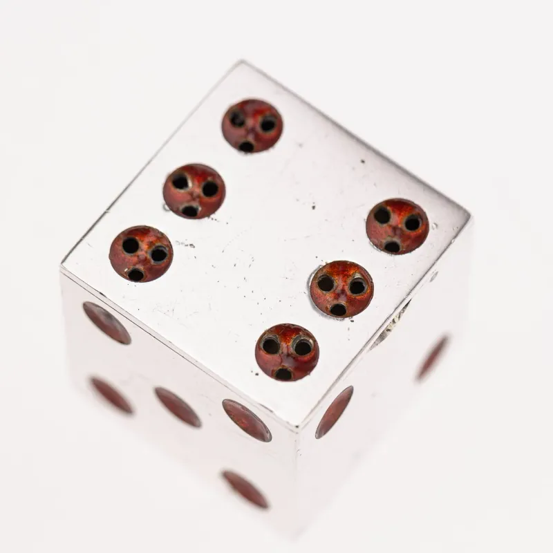 Pamono Antique 20th Century Scottish Silver & Enamel Dice Condiments from Hamilton & Inches., 1911, Set of 2> Salt & Pepper Shakers