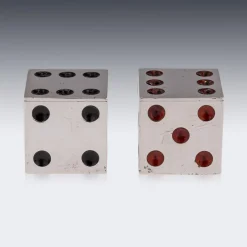 Pamono Antique 20th Century Scottish Silver & Enamel Dice Condiments from Hamilton & Inches., 1911, Set of 2><noscript><img width=