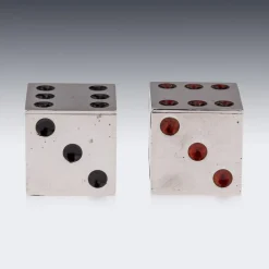 Pamono Antique 20th Century Scottish Silver & Enamel Dice Condiments from Hamilton & Inches., 1911, Set of 2><noscript><img width=