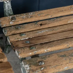 Pamono Antique 19th Century Victorian Wrought Iron & Wood Garden Seats, 1890, Set of 4><noscript><img width=