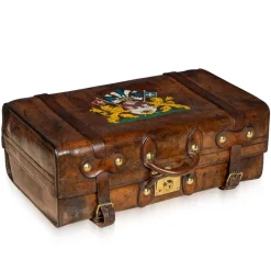 Pamono Antique 19th Century Victorian Leather Suitcase with Painted Crest, 1850s> Trunks Crates & Baskets