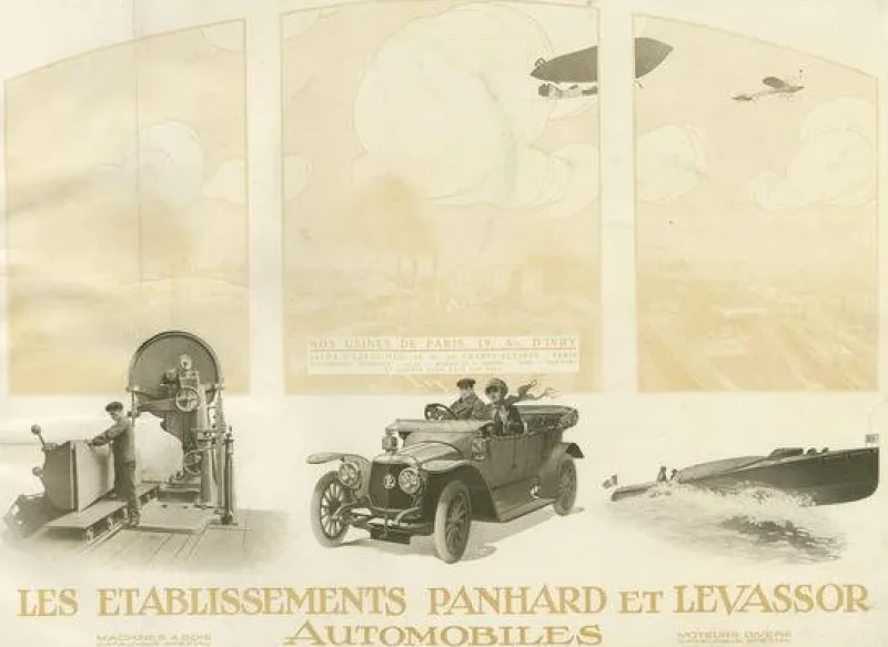 Discount Pamono Antique Title Page with Illustrations of a Panhard Et Levassor Car Catalog, 1914, Print