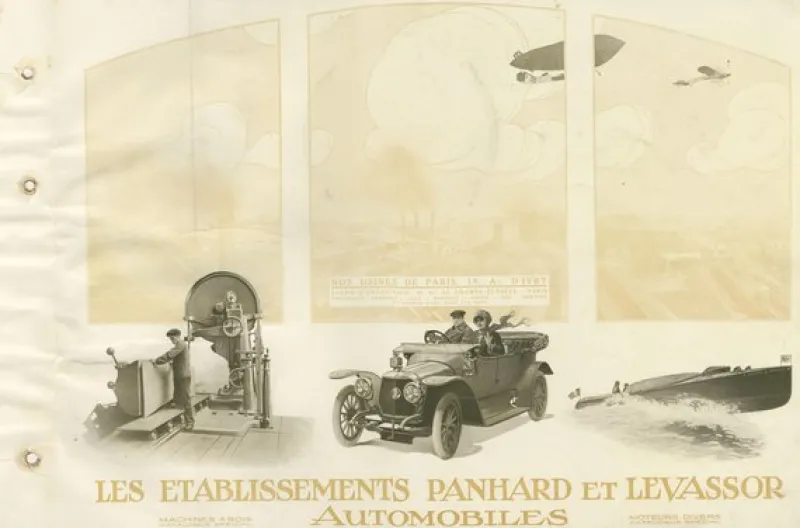 Discount Pamono Antique Title Page with Illustrations of a Panhard Et Levassor Car Catalog, 1914, Print