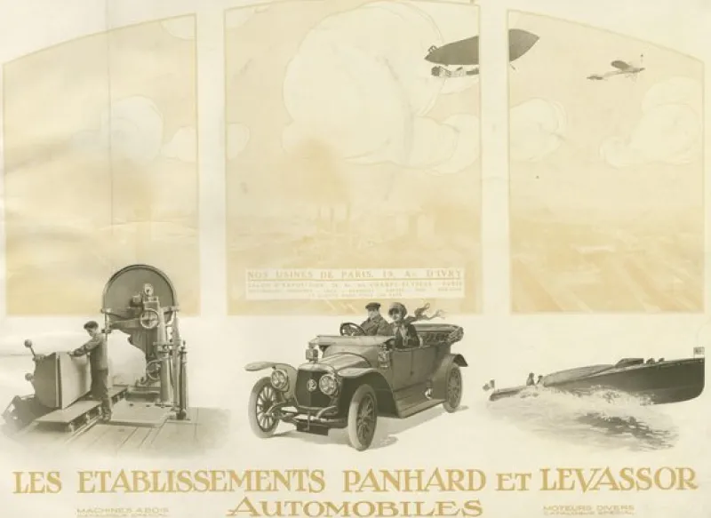Discount Pamono Antique Title Page with Illustrations of a Panhard Et Levassor Car Catalog, 1914, Print